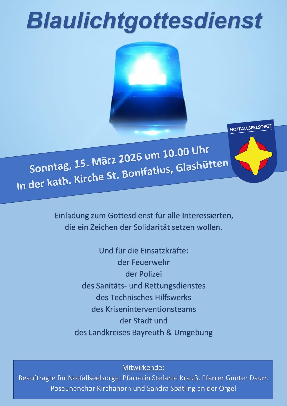 Blaulichtgottesdienst in Glashütten